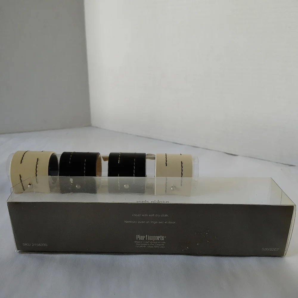 Pier 1 Imports Set of 4 Faux Leather Napkin Rings Napkin Holder SKU 2156335